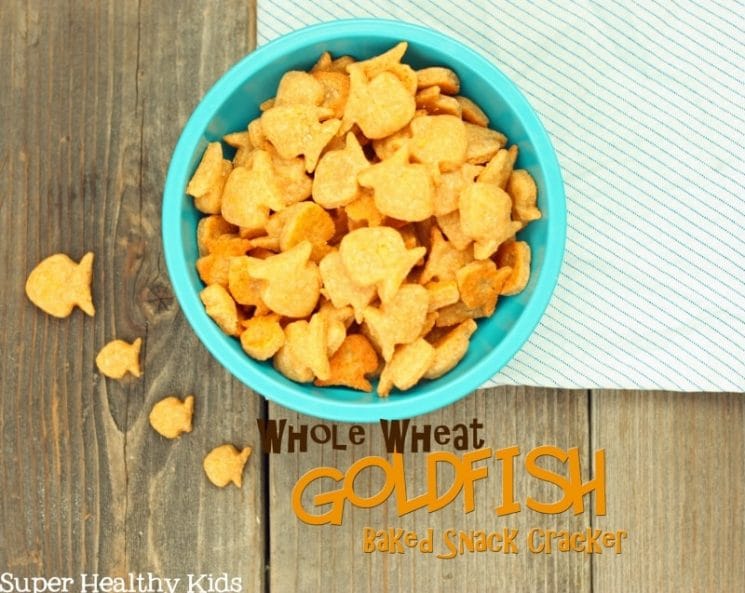 homemade goldfish crackers in a blue bowl