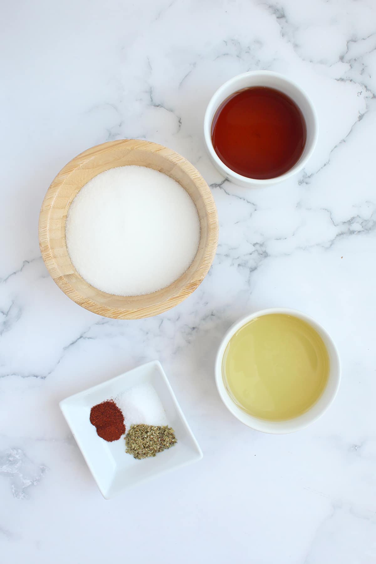 Ingredients you need to make the tangy dressing for tortellini pasta salad.